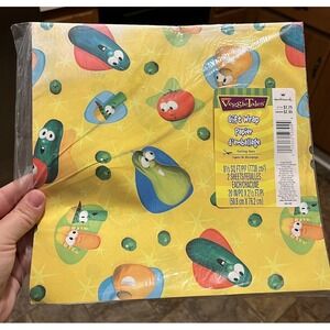 Vintage NEW 1999 Veggie‎ Tales Hallmark Gift Wrapping Paper 2 Sheets Dead Stock
